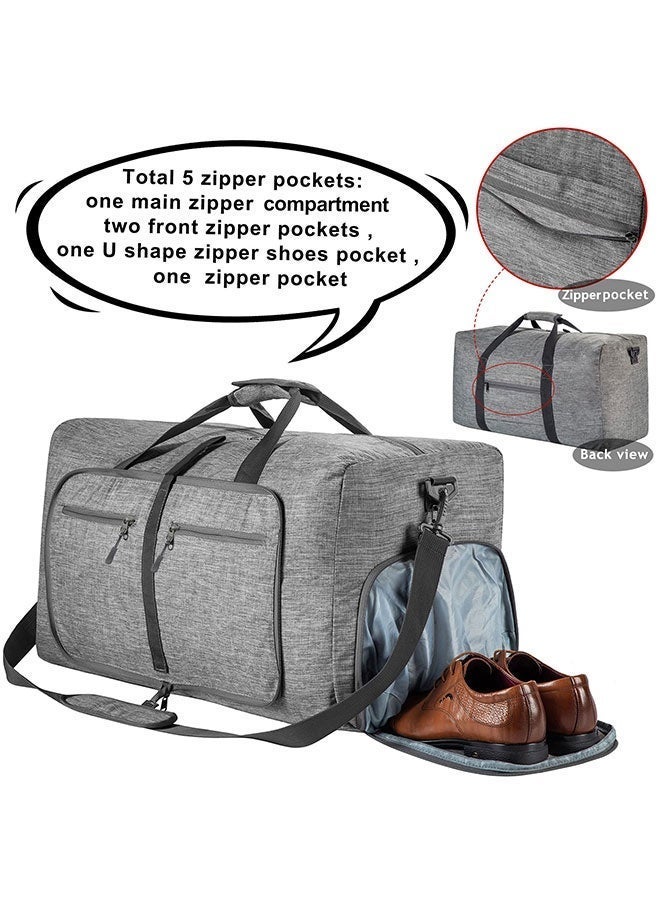 WINEENEE 65L Foldable Travel Duffle Bag with Shoe Compartment – Waterproof Lightweight Gym & Sports Bag - Image 2